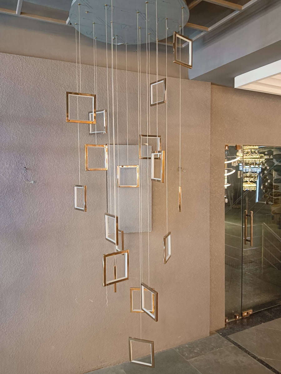 Geometric Aura Double Height Chandelier – double-height chandelier