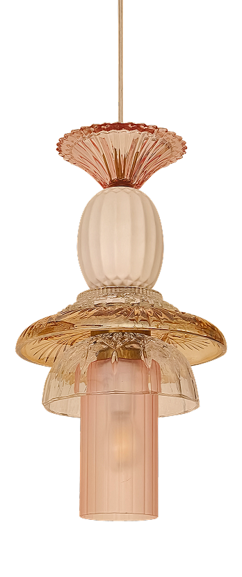 Blush Tier – pink and amber glass hanging light
