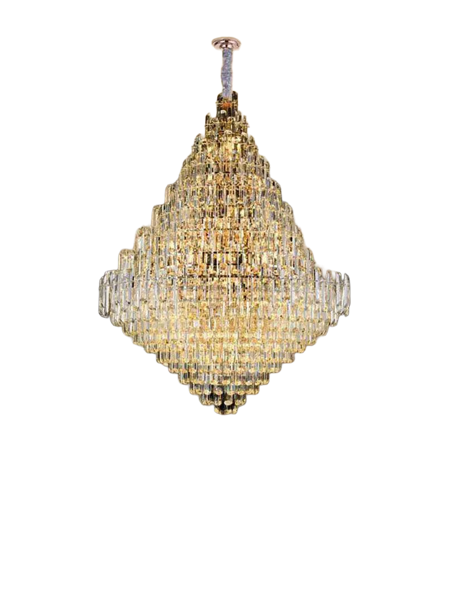 Borealis – long K9 crystal chandelier