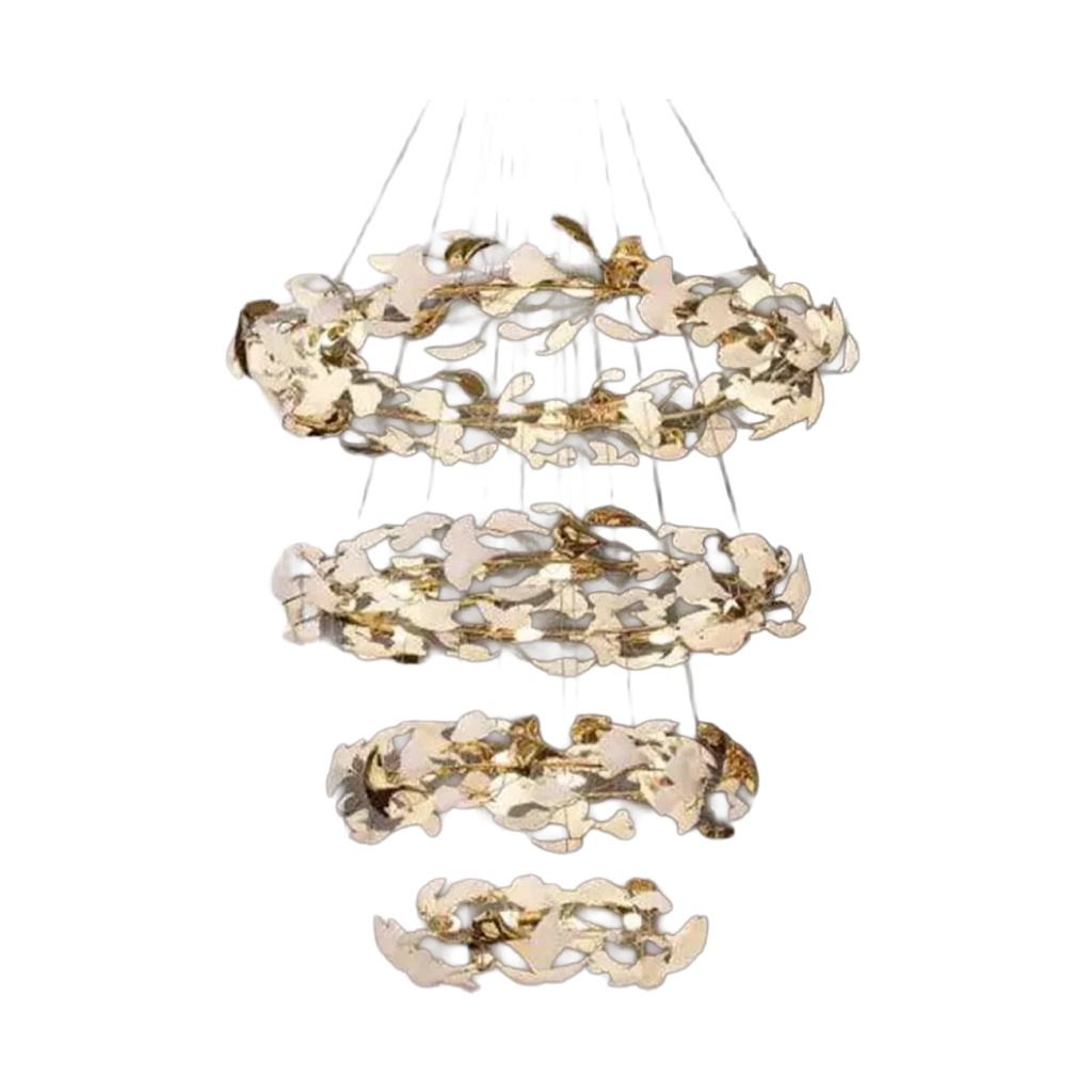 Gilded Petal Golden Finish Double Height Chandelier (XQ-CR005)