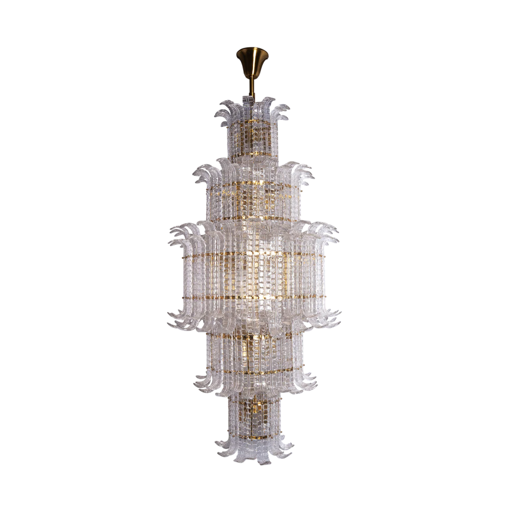 Icicle Inferno Clear Glass Double Height Chandelier (XQ6002)