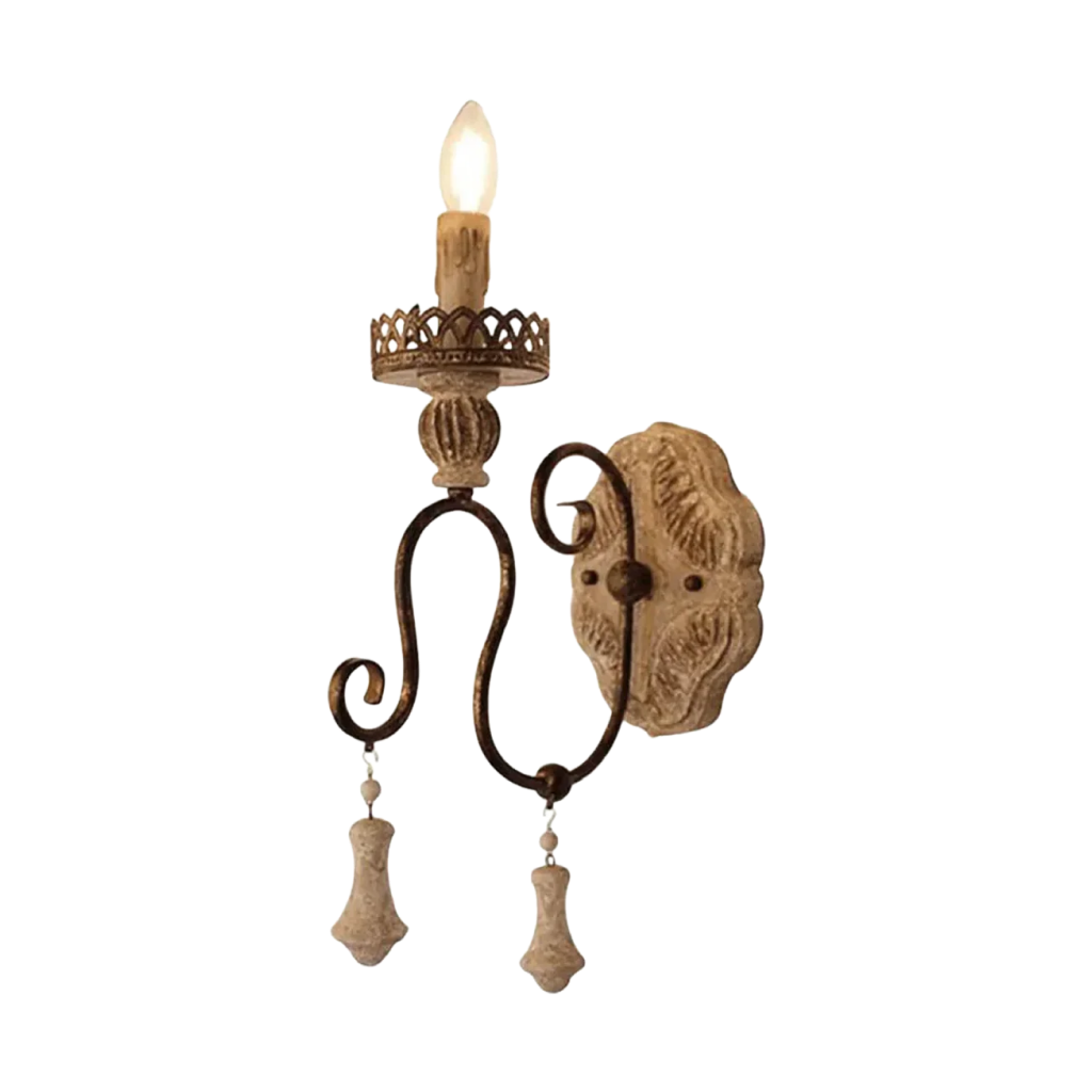 Rustic Ornate Antique Wood Wall Light (9329/1)
