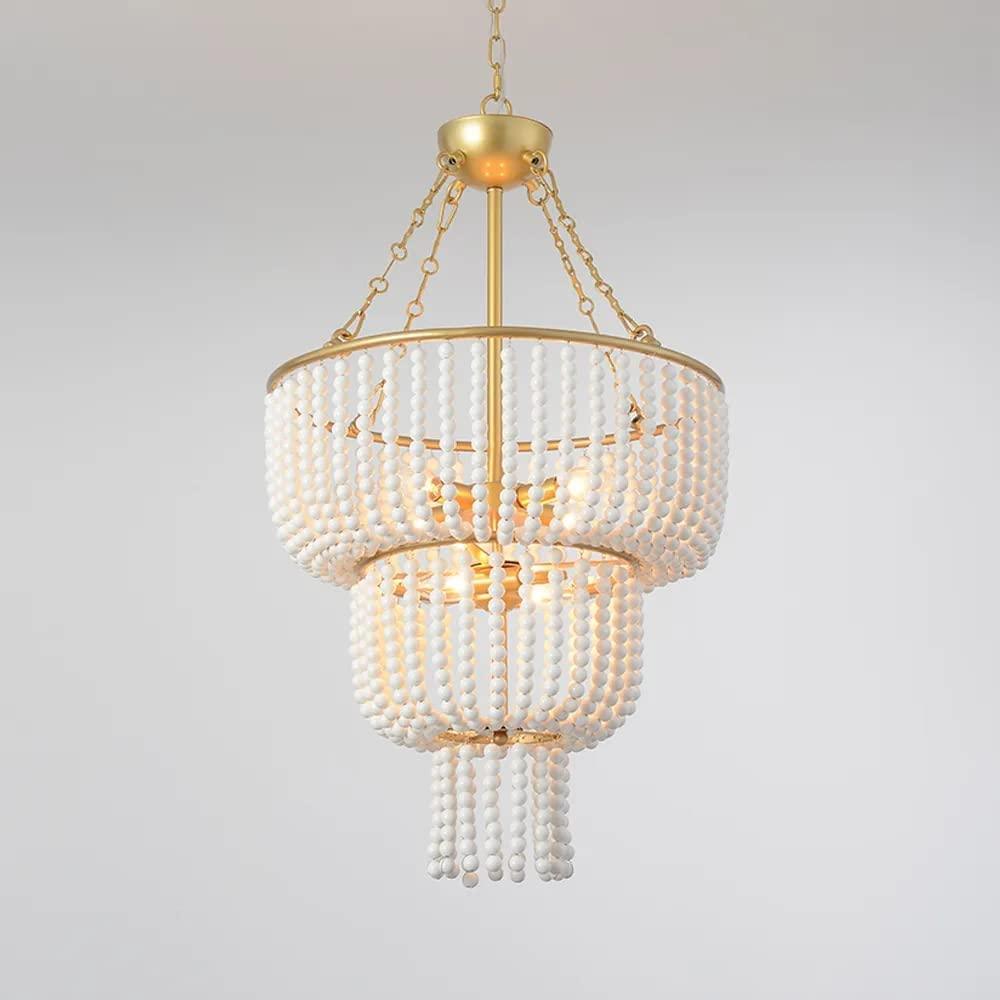Luxury White and Gold Ceramic Beads Double Height Chandelier by Gloss (9342/8) - Ashoka Lites