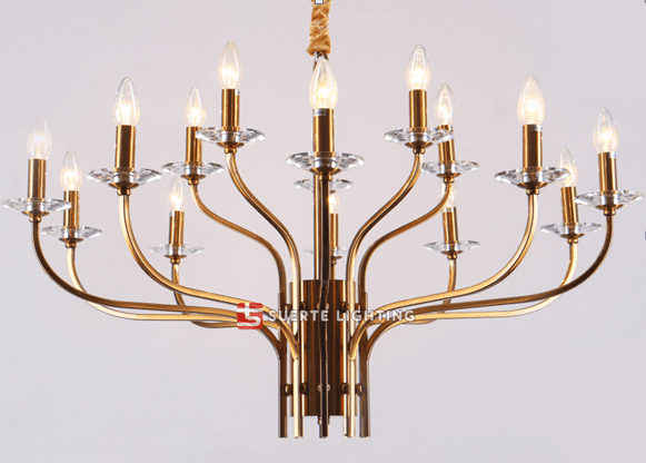 Gilded Grove chandelier from Lumeil with elegant glass and metal design