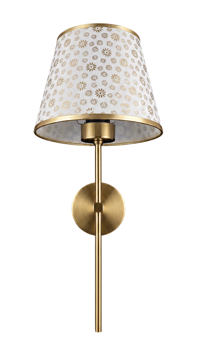 The Lace lace patterned shade wall light on a brass rod
