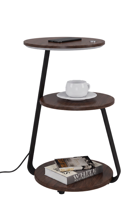 The Etagere three tier wooden LED side table lamp