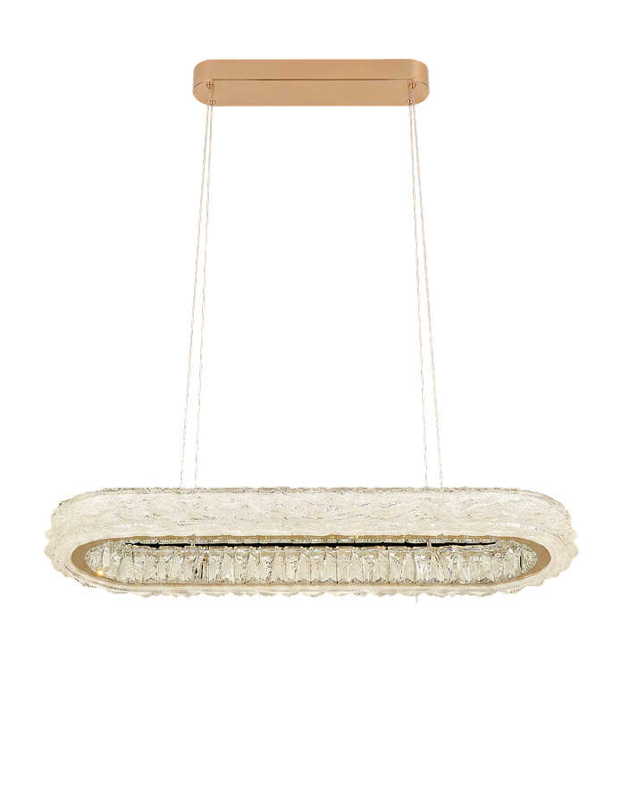 The Canoe boat-shaped acrylic LED pendant with gold ceiling plate