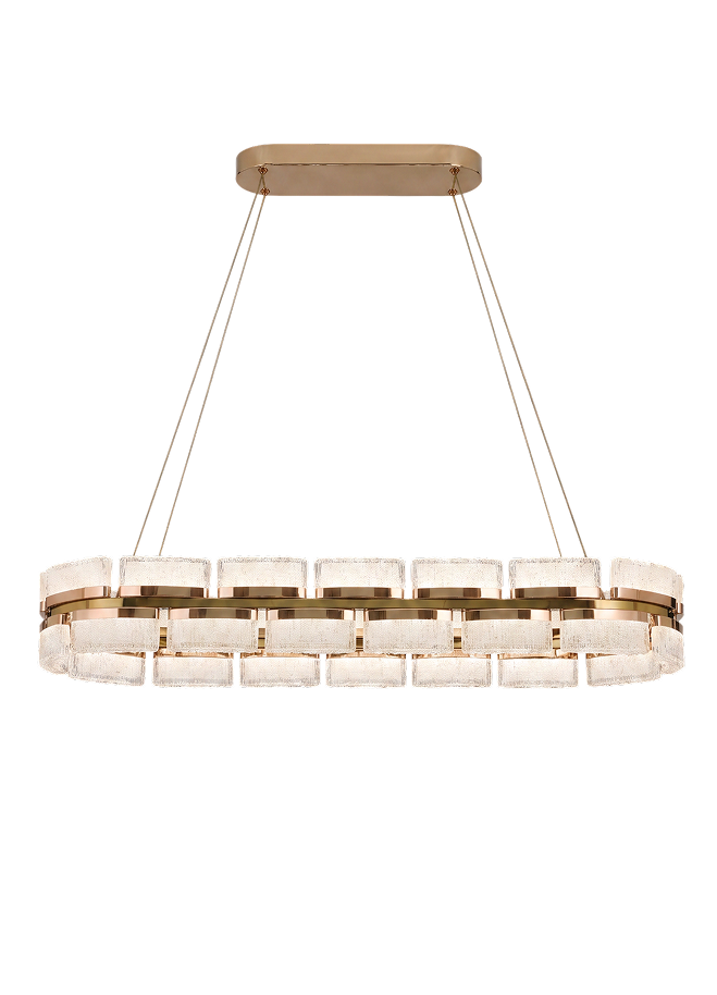 The Promenade double row acrylic block gold oval LED pendant