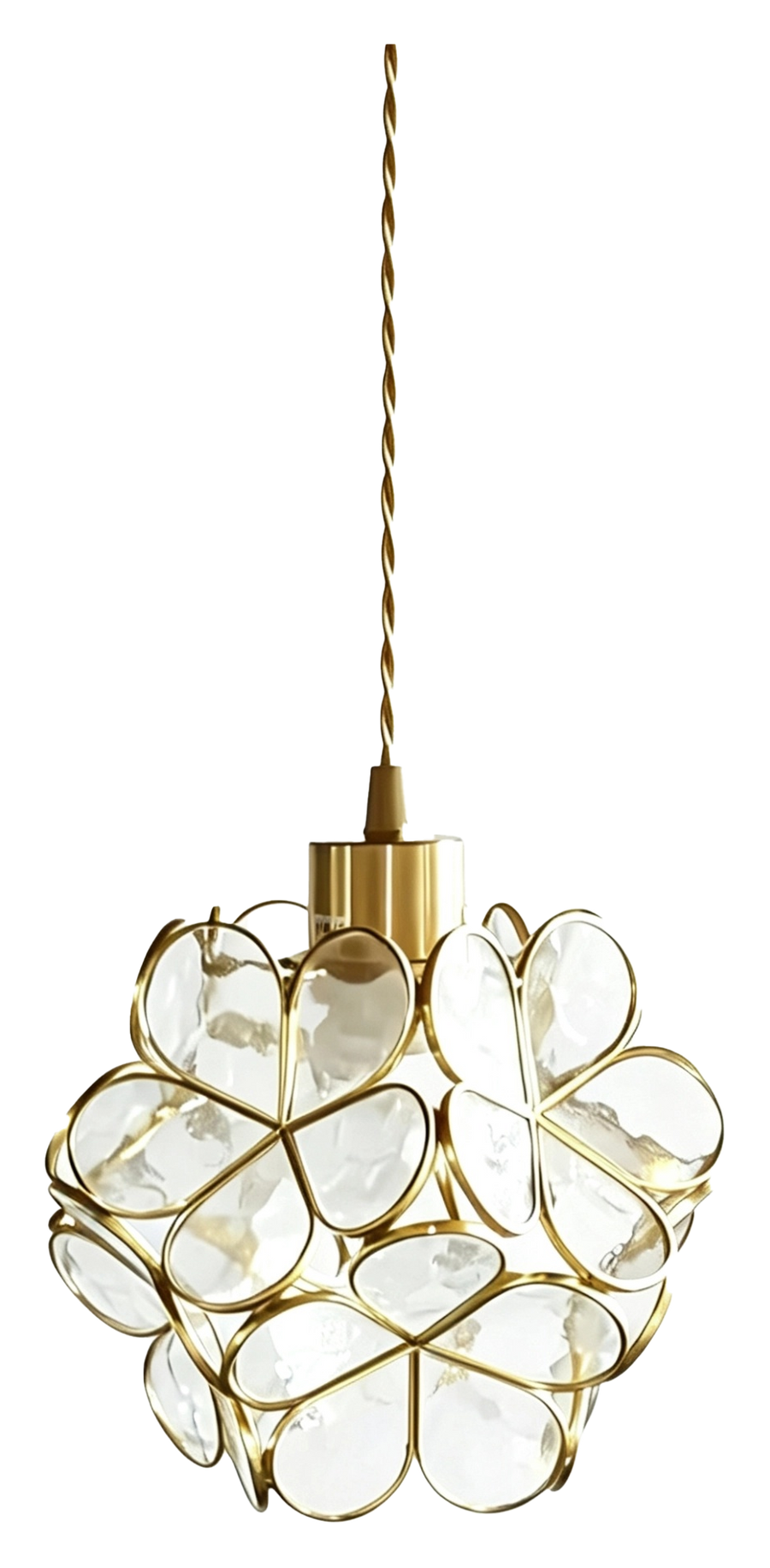 The Posy brass petal glass flower pendant light