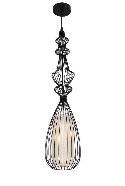 The Minaret tall black wire cage pendant light