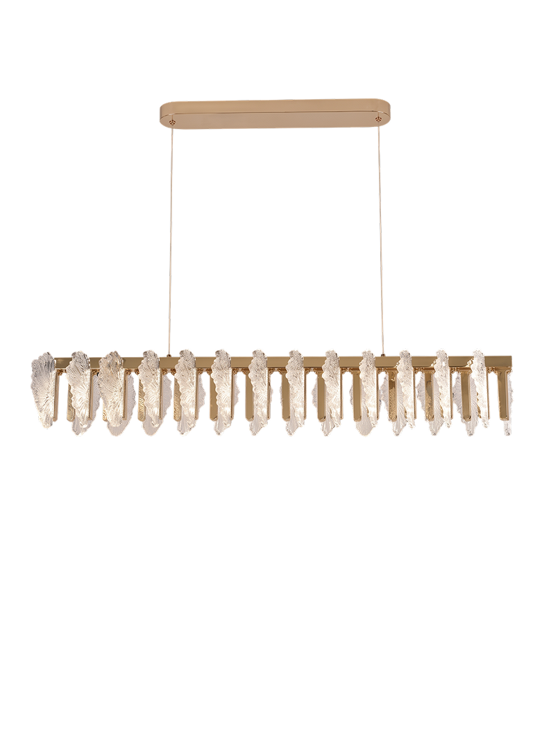 The Domino angled acrylic slab gold linear LED pendant