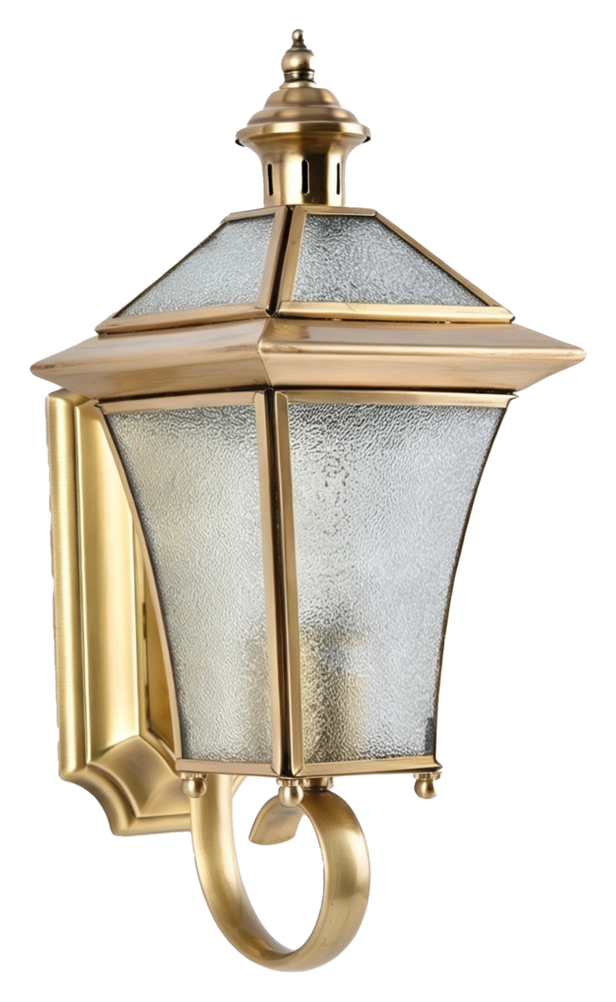 The Pagoda frosted glass antique brass wall lantern