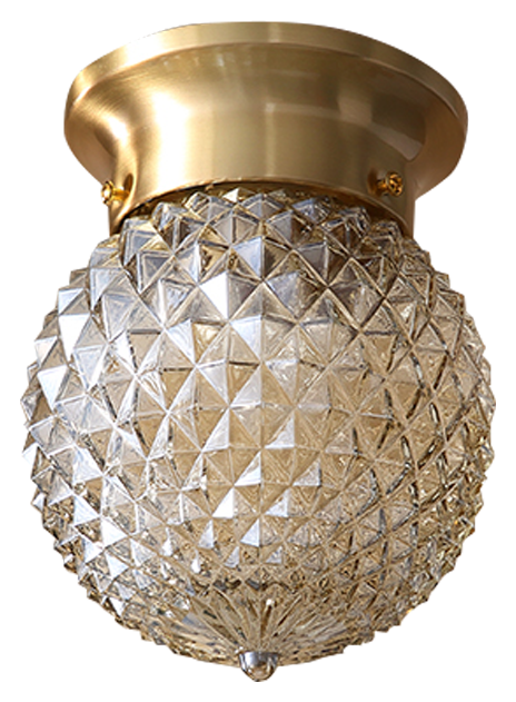The Facet cut glass globe ceiling light with antique brass fitter
