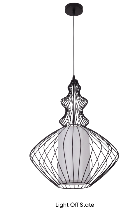The Spinning Top wide black wire cage pendant light