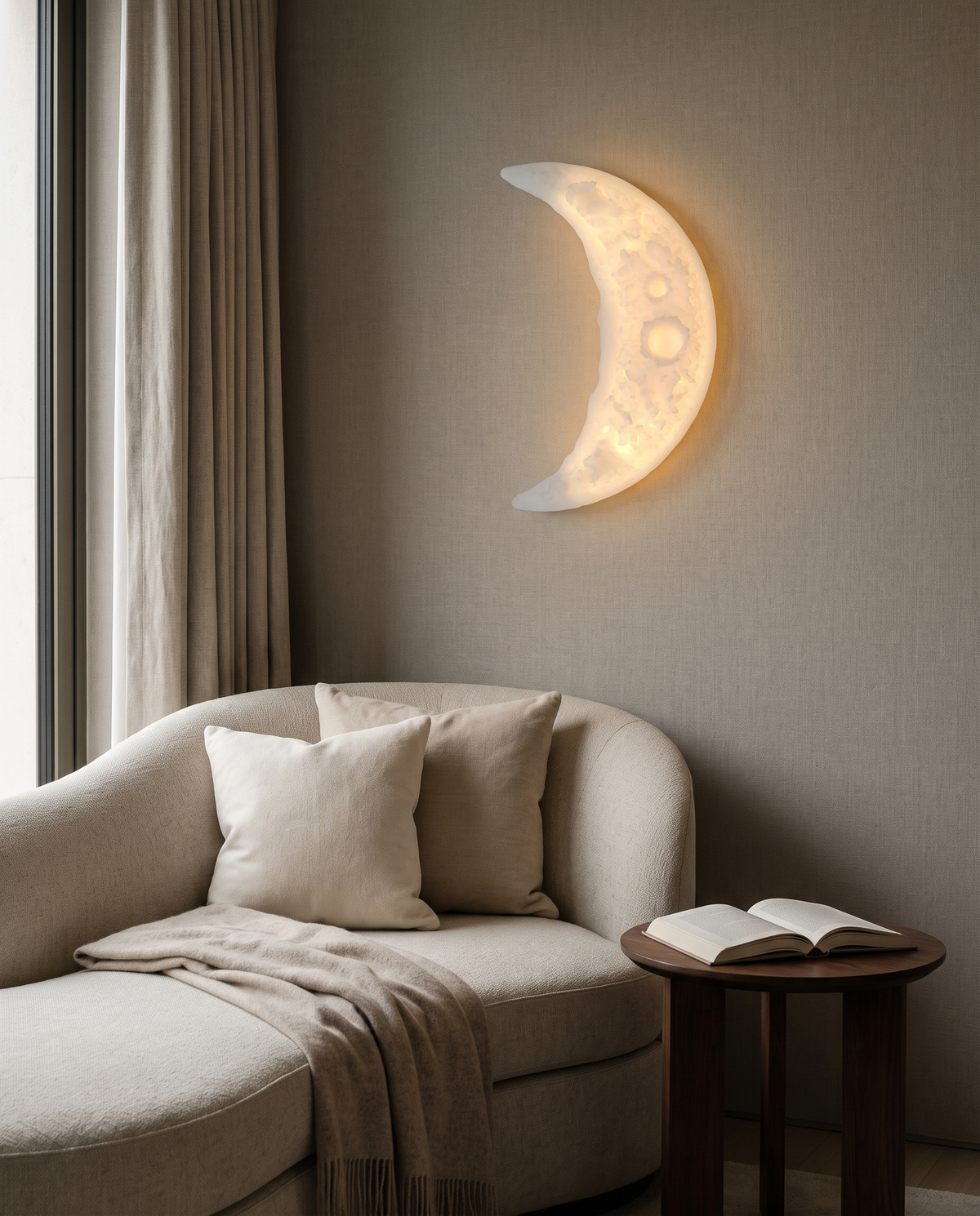 Cream Crest Resin Wall Lamp in the room