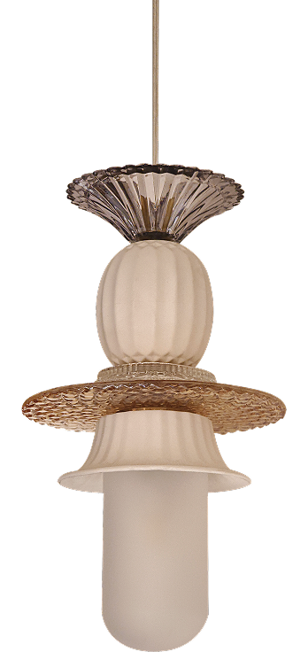 Bonnet – white and amber glass hanging light