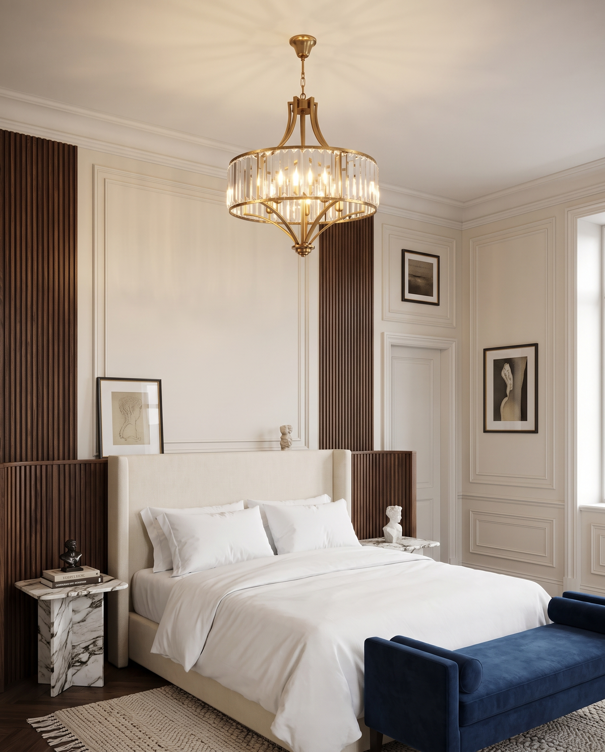 Crown Glass Chandelier in the room