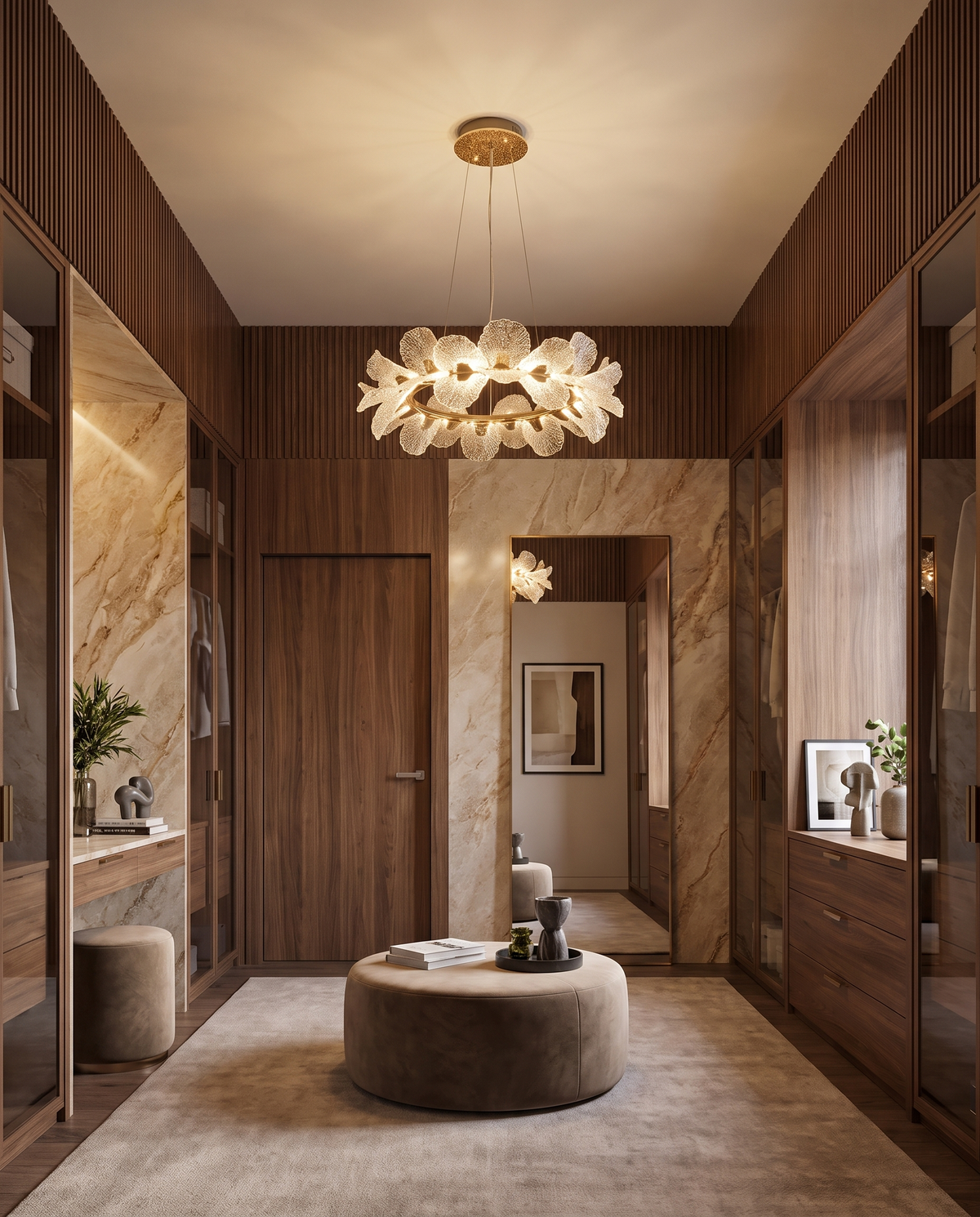 Aurelia Bloom Acrylic Chandelier in the room