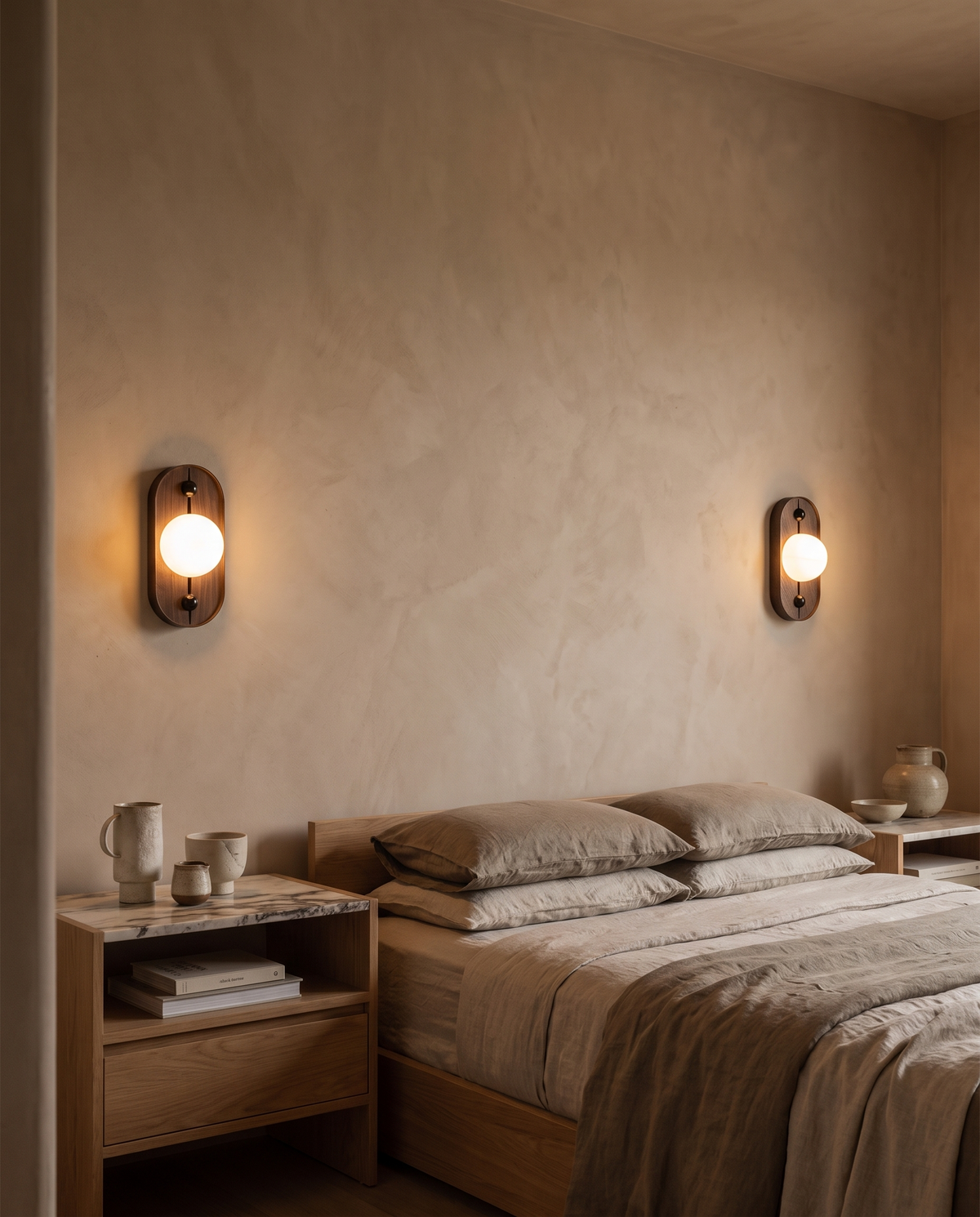 Walnut Stone Axis Wall Lamp in the room