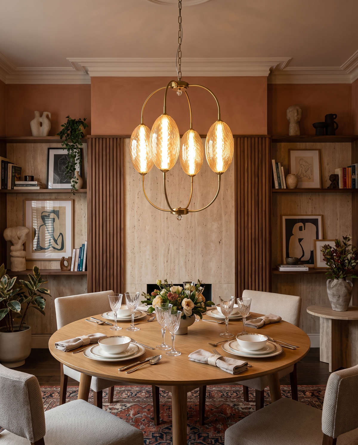 Frost Firefly Amber Glass Chandelier in the room
