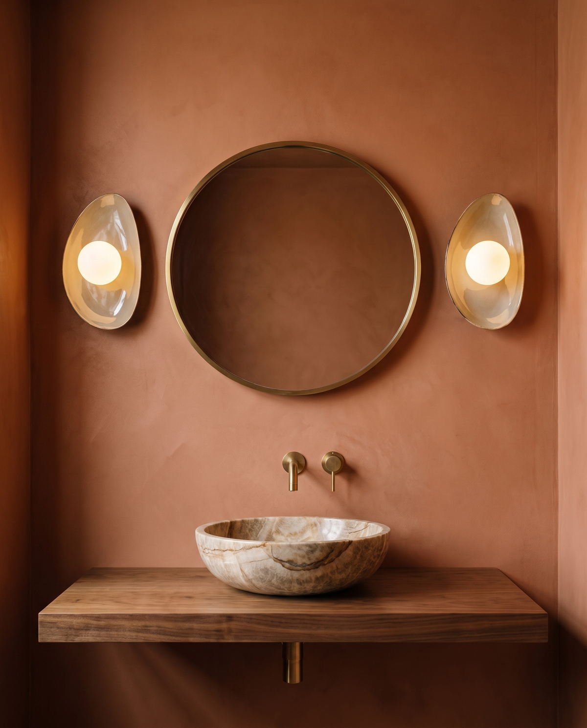 Stoneware Block Wall Lamp in the room