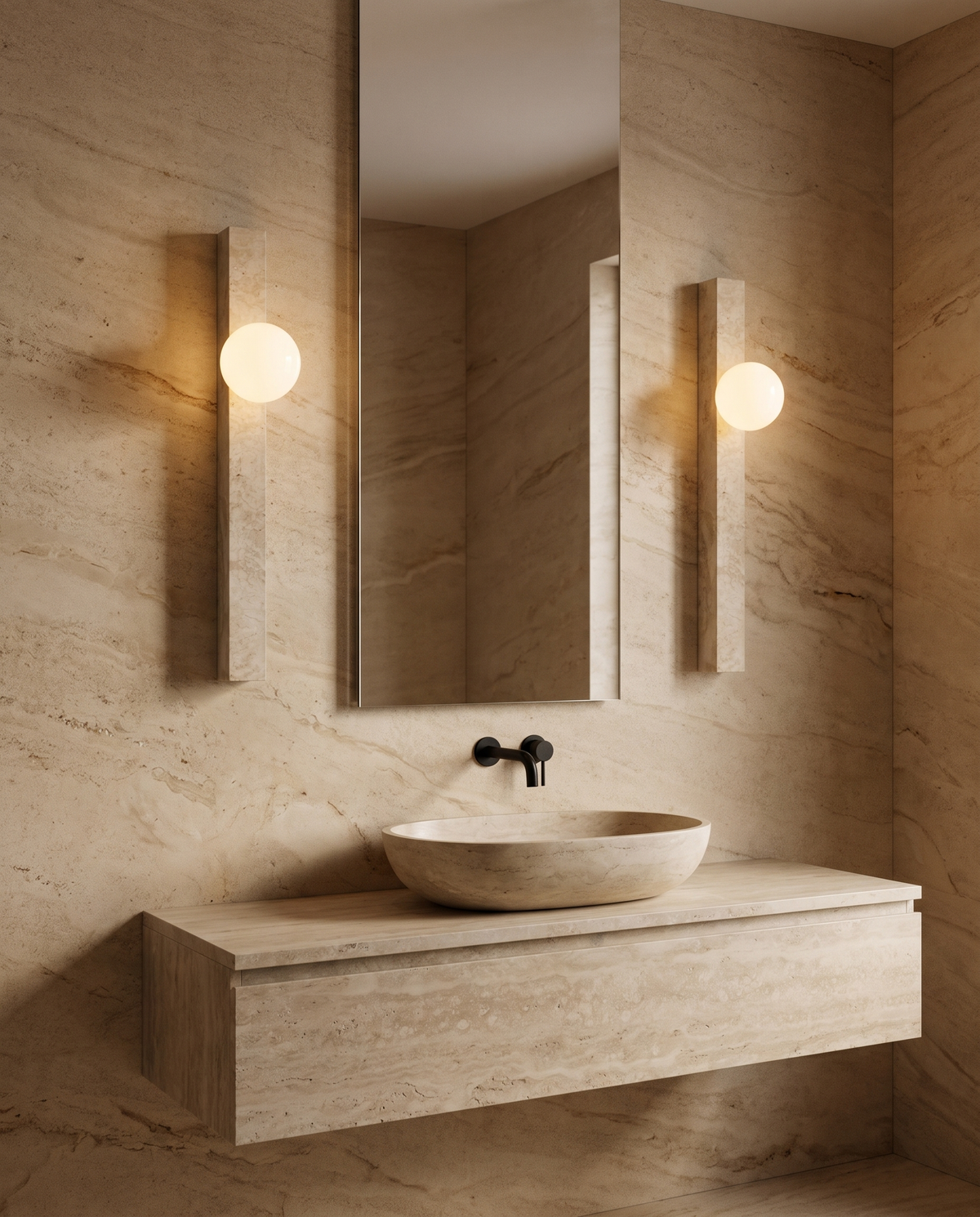Travertine Crest Wall Lamp in the room