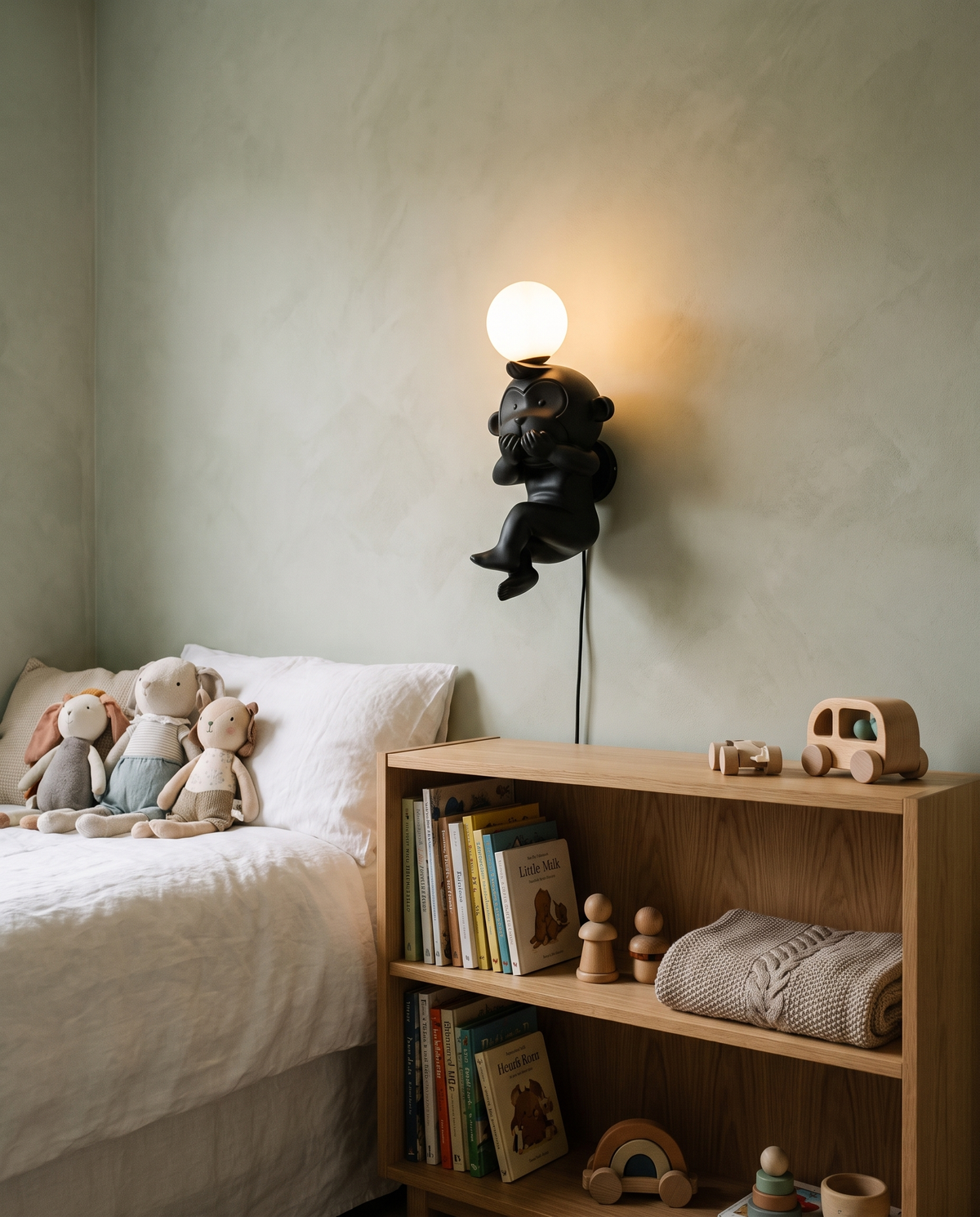 Black Stone Taper Wall Lamp in the room