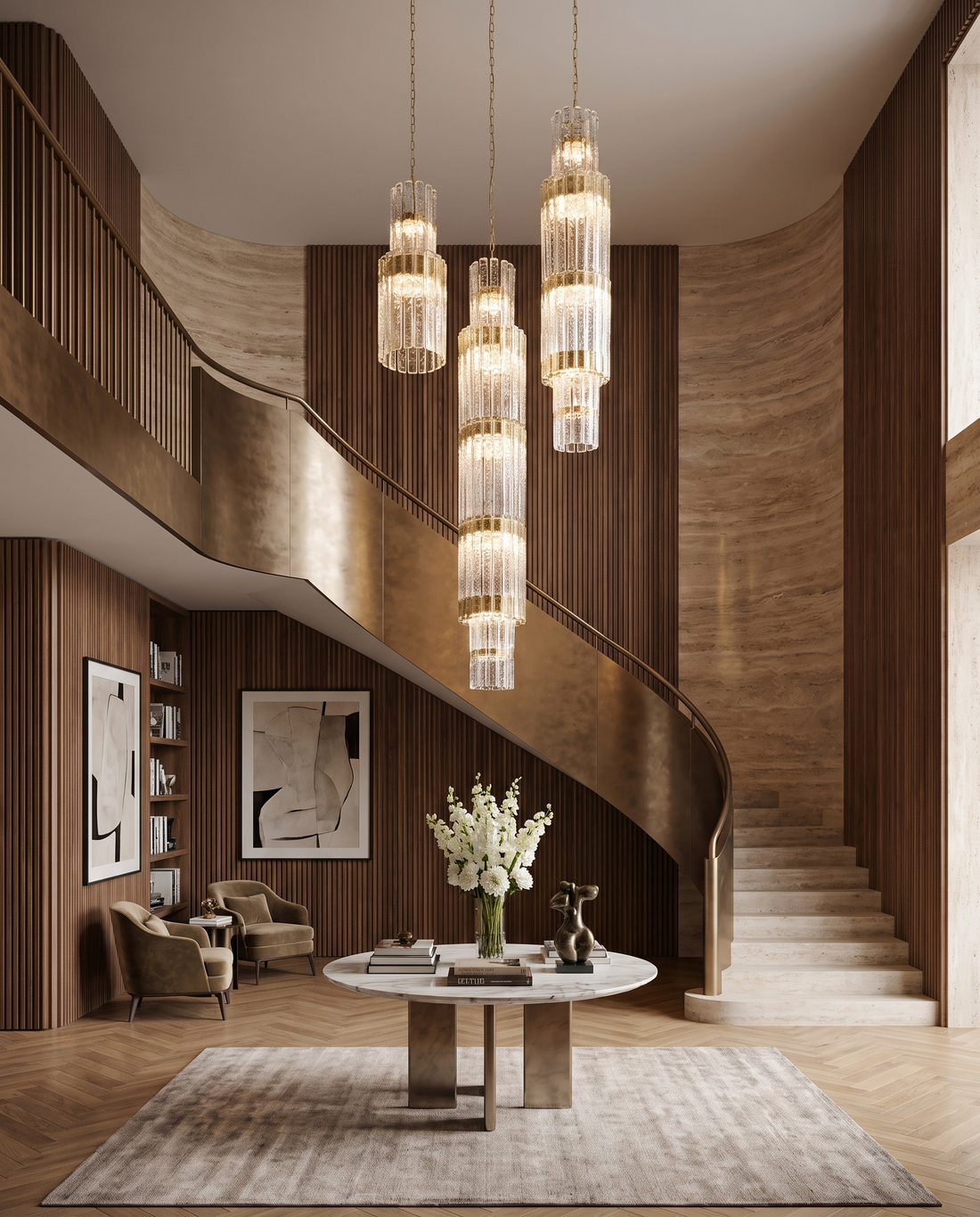 Pillar of Light – metal & glass cylinder chandelier, view 2