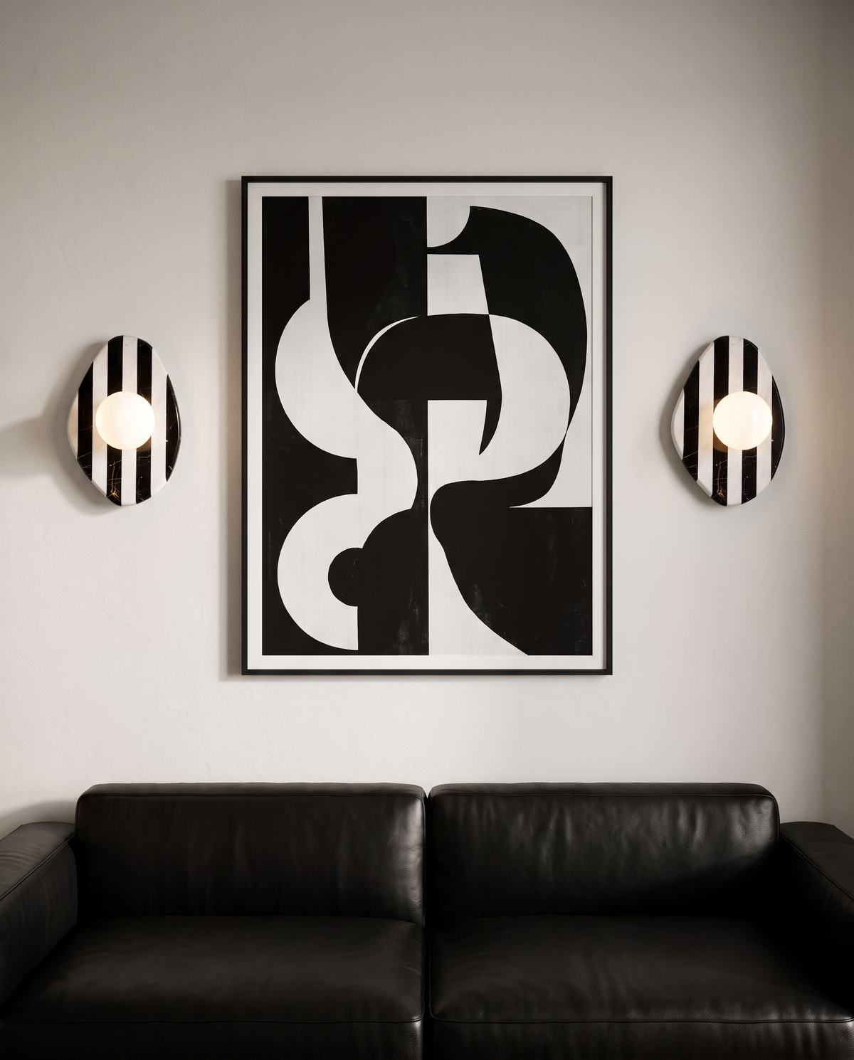 Black Marble Glass Glow Wall Lamp in the room