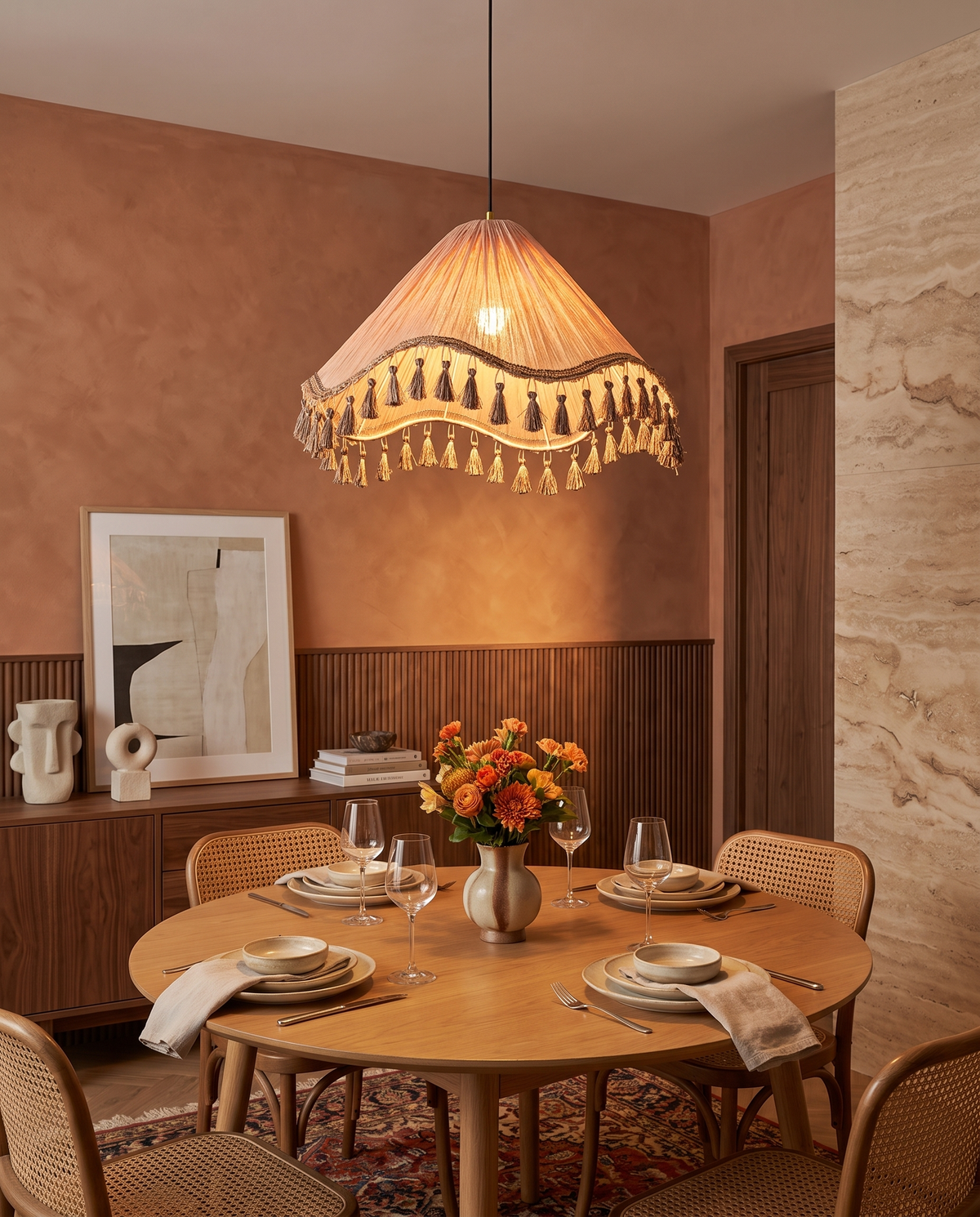 Luxe Fabric Pendant Light in the room