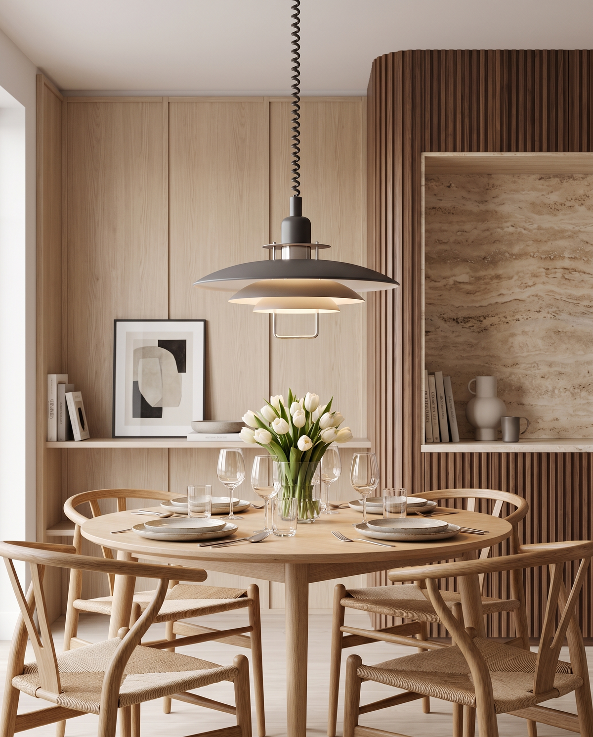Blaze of Vogue Chrome and Amber Pendant Light in the room