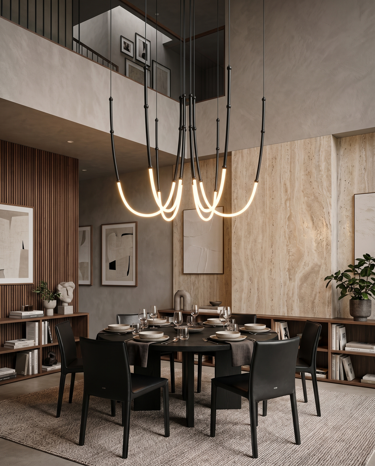 Meteoric Golden Finish Chandelier in the room