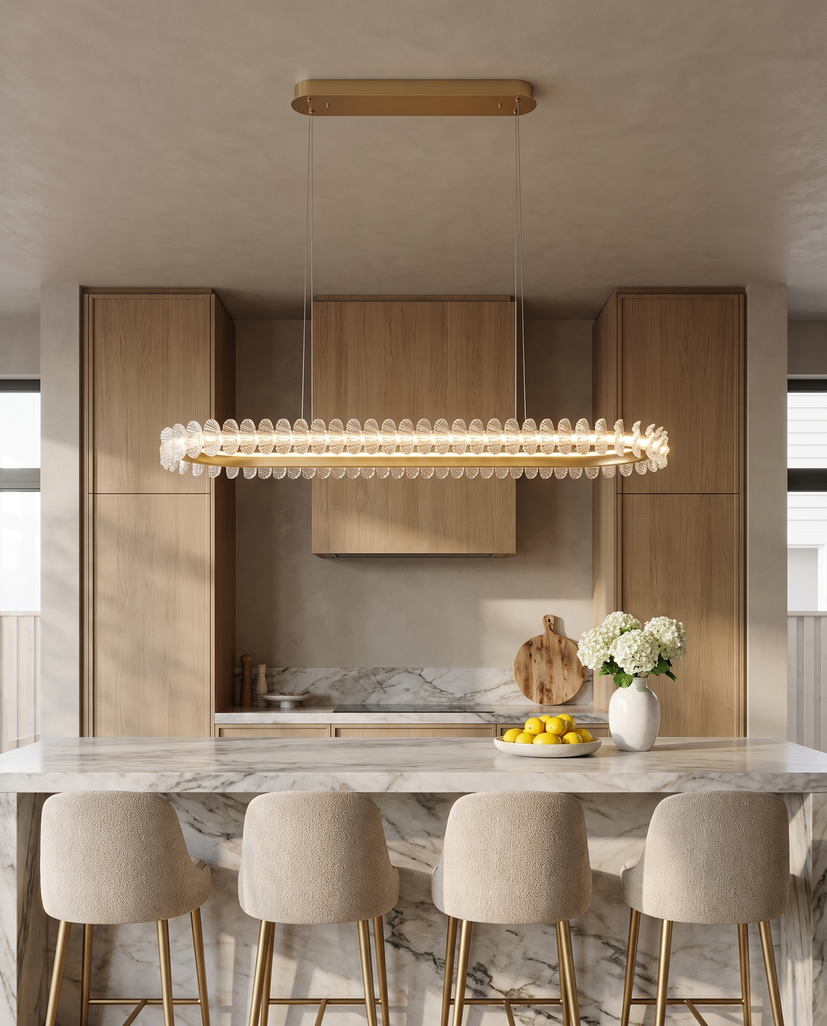 Lattice Duo LED Chandelier in the room