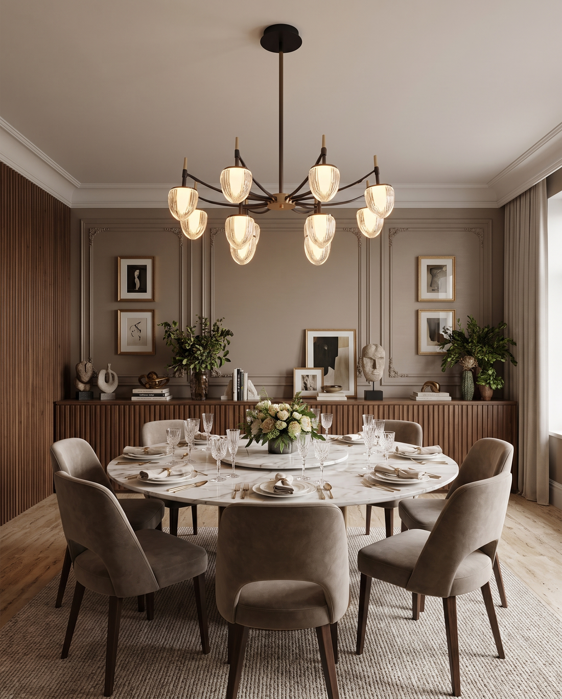 Mirage Ring Gold and Pearl Black Chandelier – chandelier, view 2