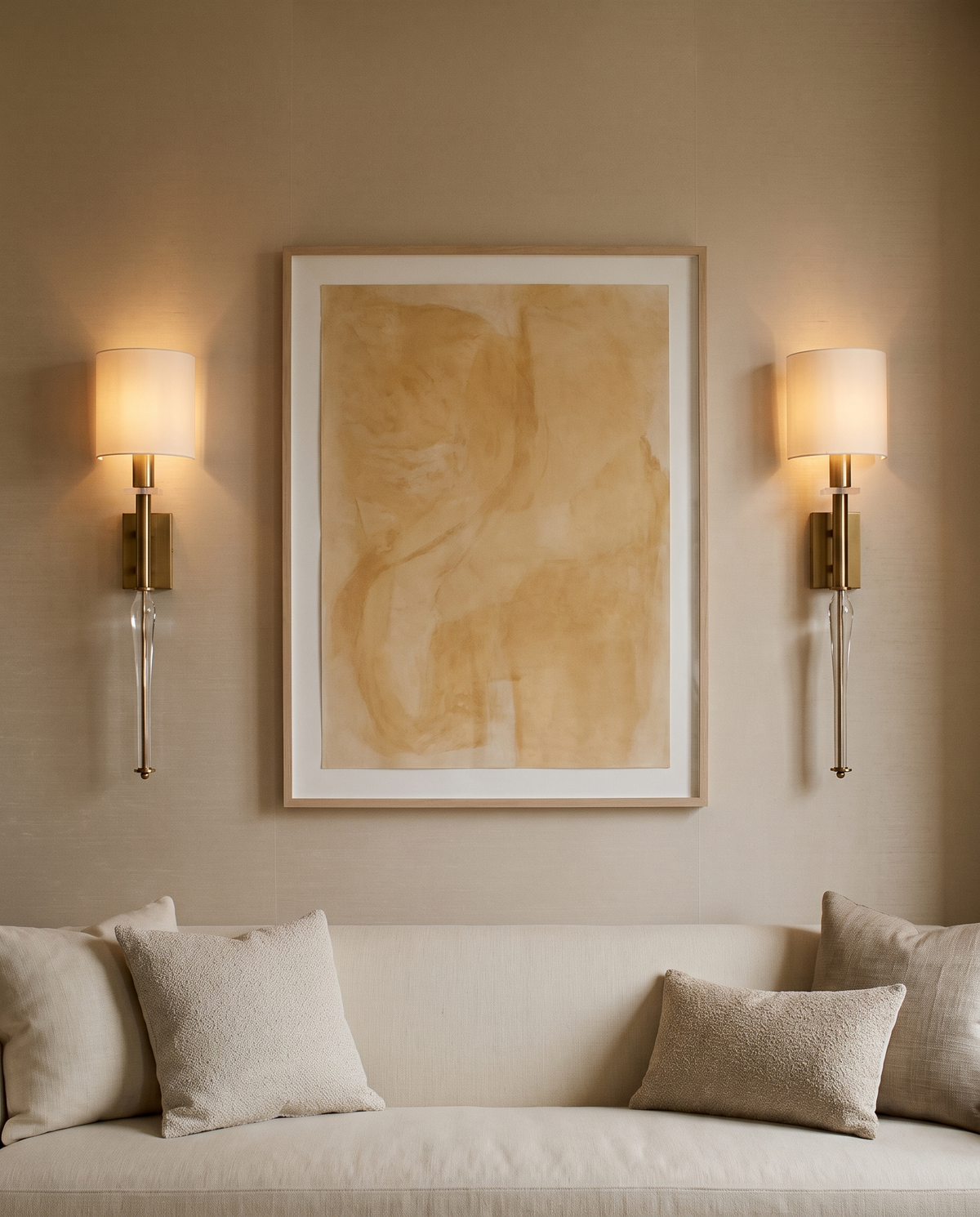 Crest Tall Glass Wall Lamp in the room