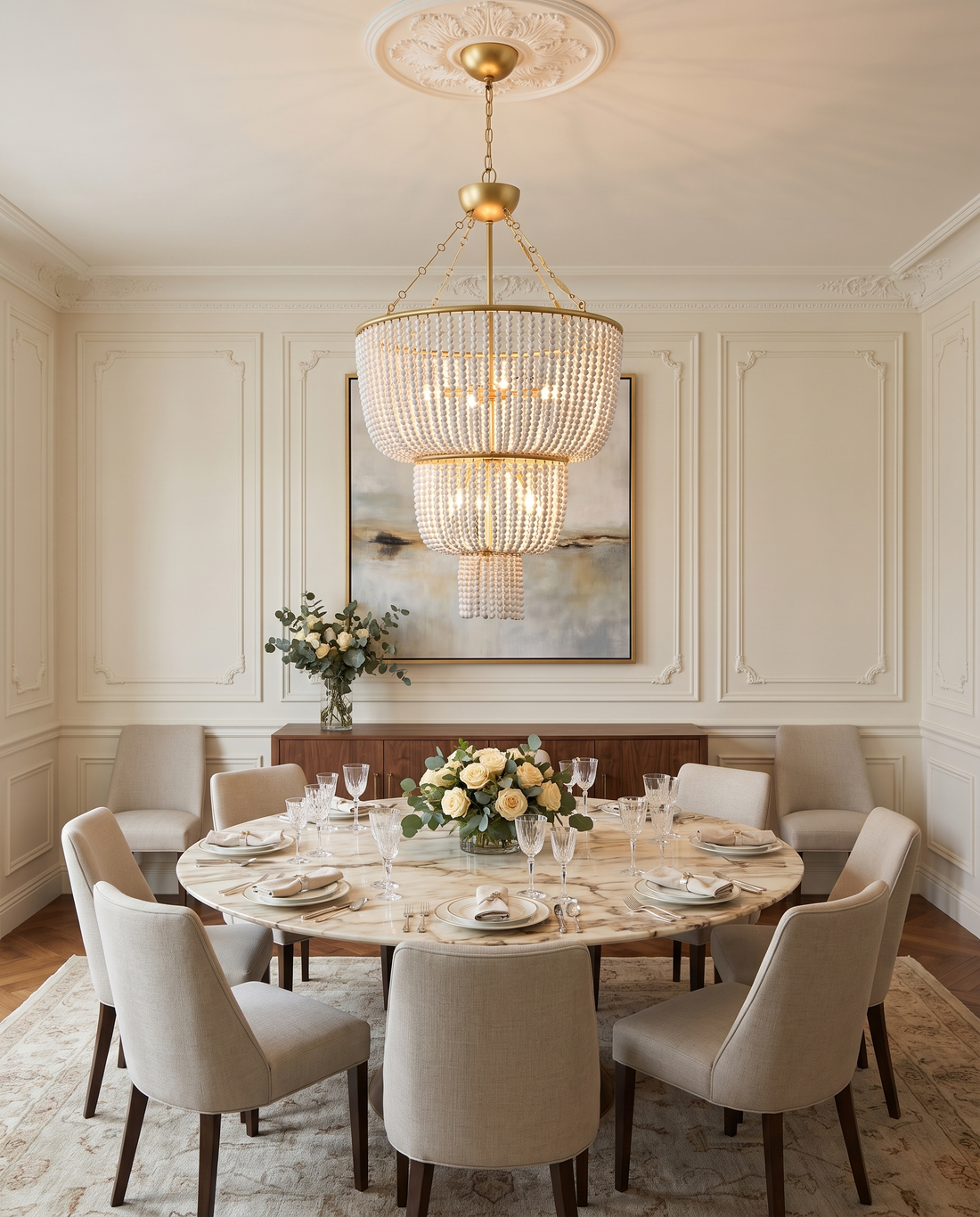 Celeste Drop – acrylic bead & metal chandelier, view 2