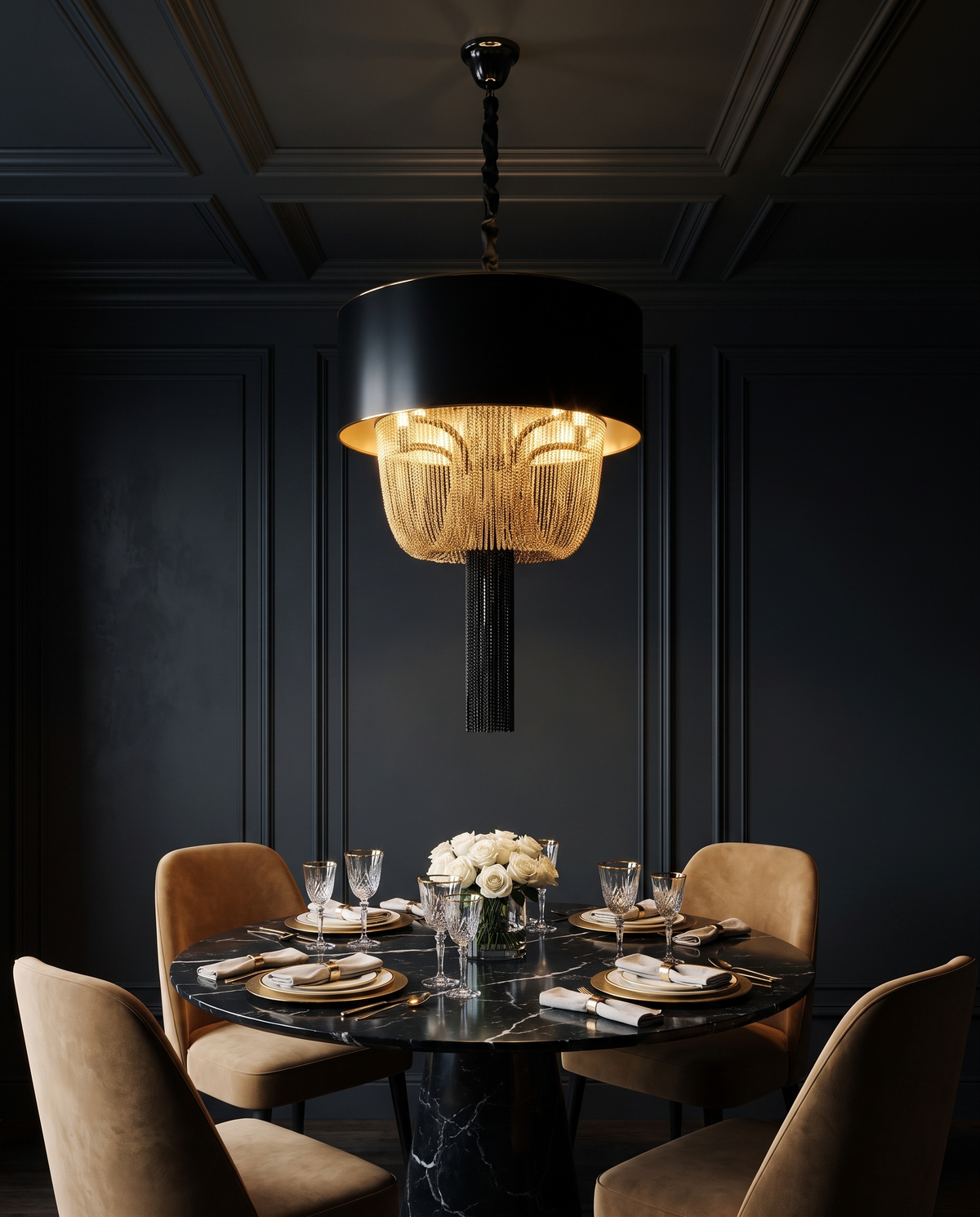 Antique Chandelier in the room