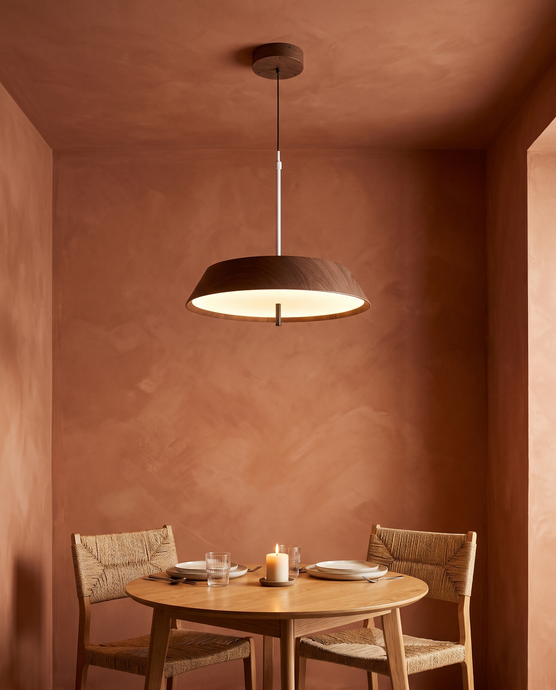 Walnut Disc LED Pendant Light pendant light