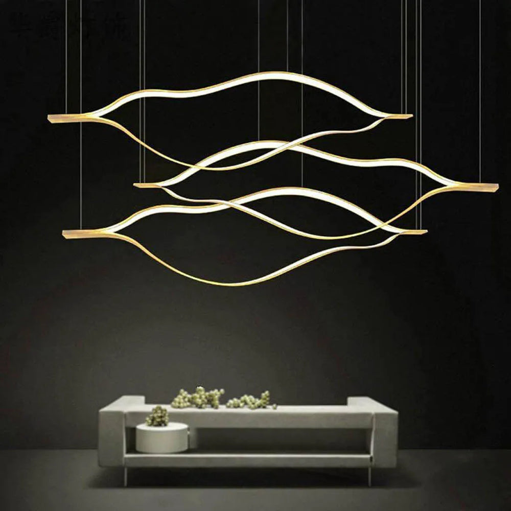 Ebb Golden Finish Modern Space Chandelier (8804)