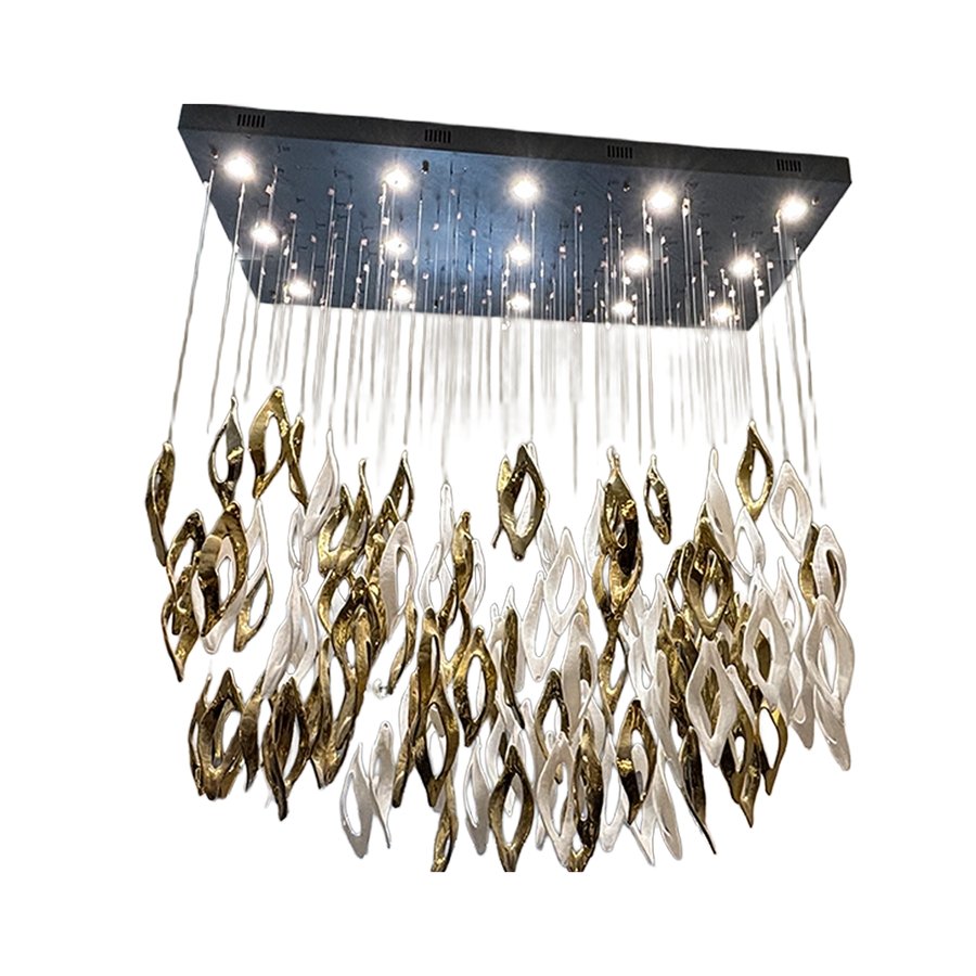 Volante – iron & gold glass chandelier