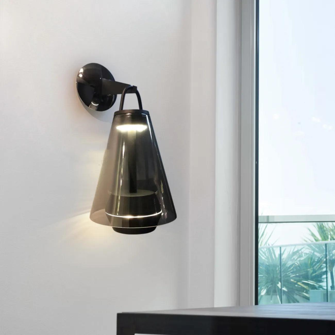 Black Glass LED Wall Light by Gloss (B5334) - Ashoka Lites