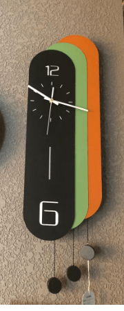 Black, Green and Orange Colour Wall Clock by Gloss (7712) - Ashoka Lites