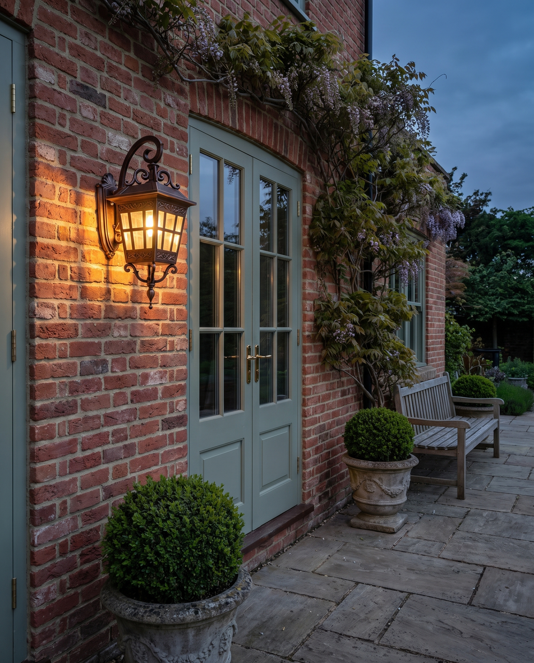 The Tavern wall lantern on an outdoor wall