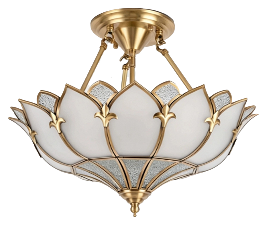 The Lotus antique brass frosted glass petal ceiling pendant