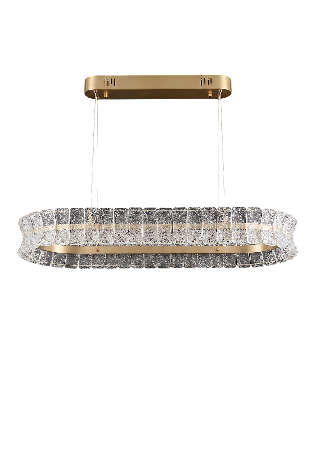 The Glacier frosted acrylic oval LED pendant with gold ceiling plate