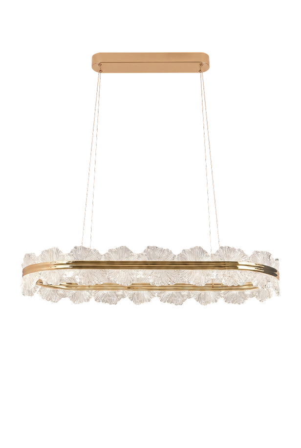 The Floe jagged acrylic gold band oval LED pendant