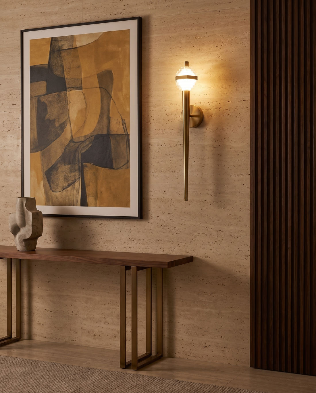 The Torchbearer LED wall light in a room setting