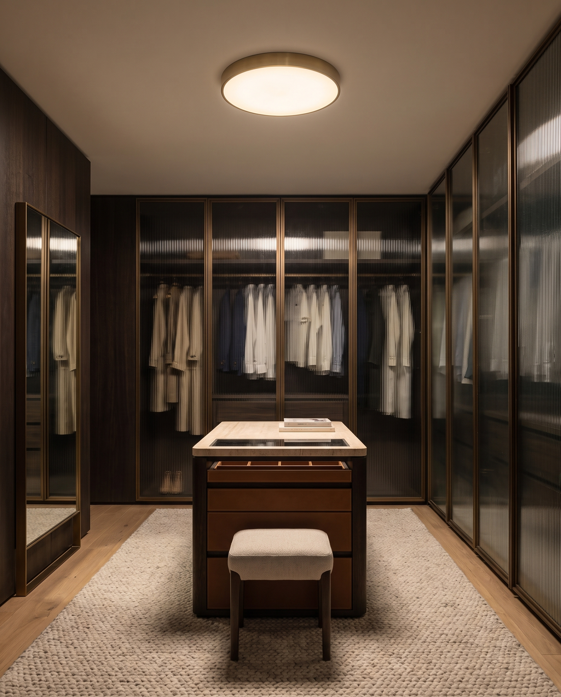 The Coin LED flush ceiling light in a room setting