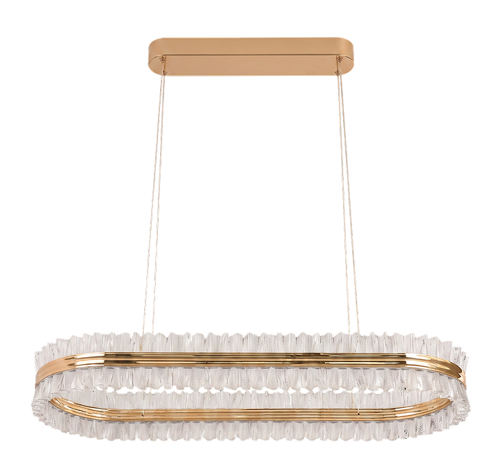 The Stadium oval ridged acrylic gold LED pendant