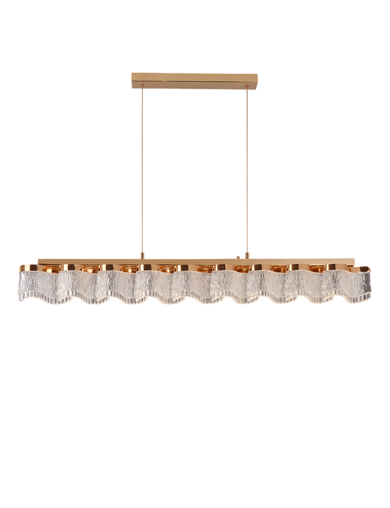 The Ripple wavy acrylic gold linear LED pendant